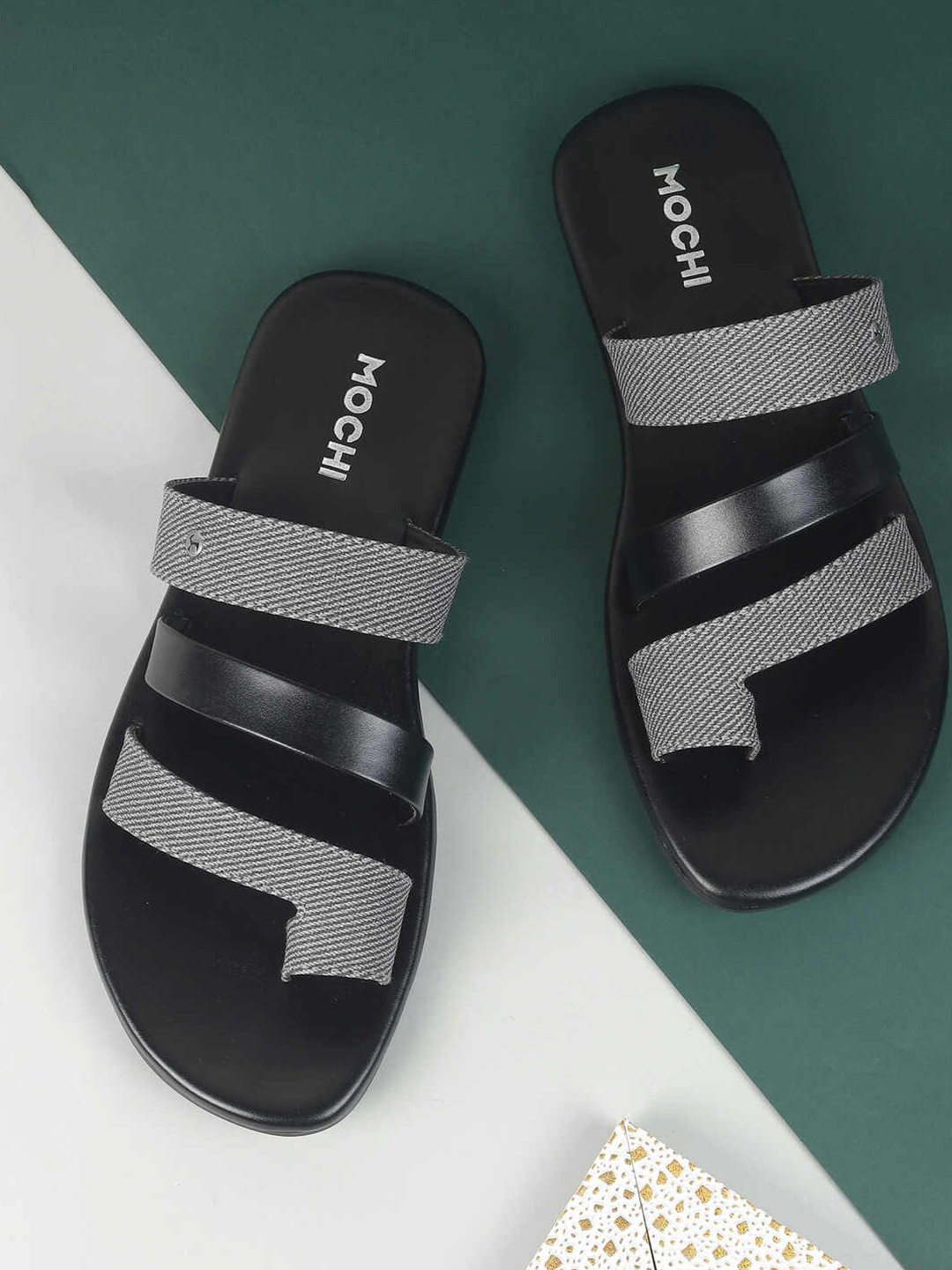 

Mochi Men Leather Slip On Comfort Sandals, Black