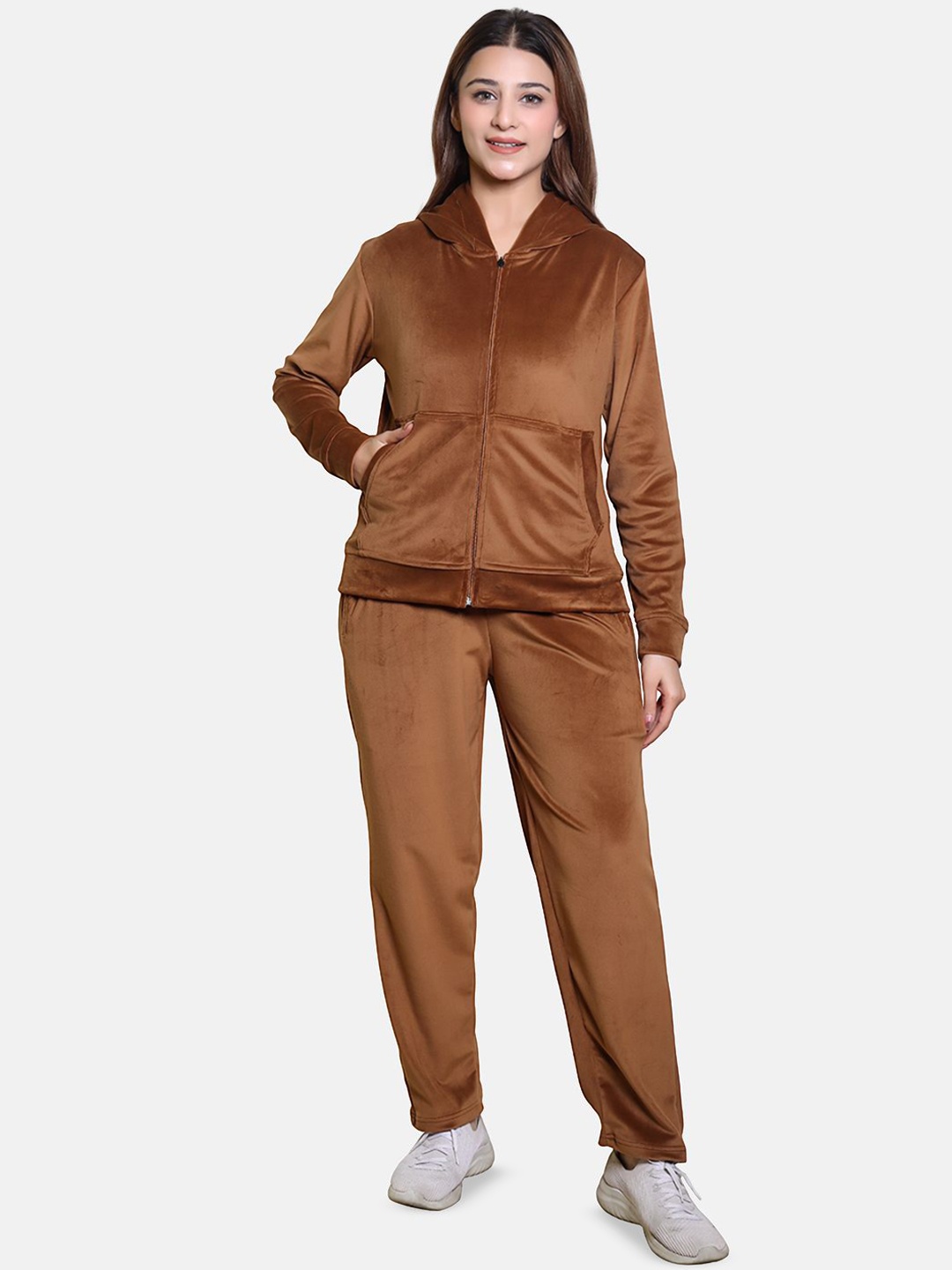 

BAESD Women Hooded Mid-Rise Tracksuits, Brown