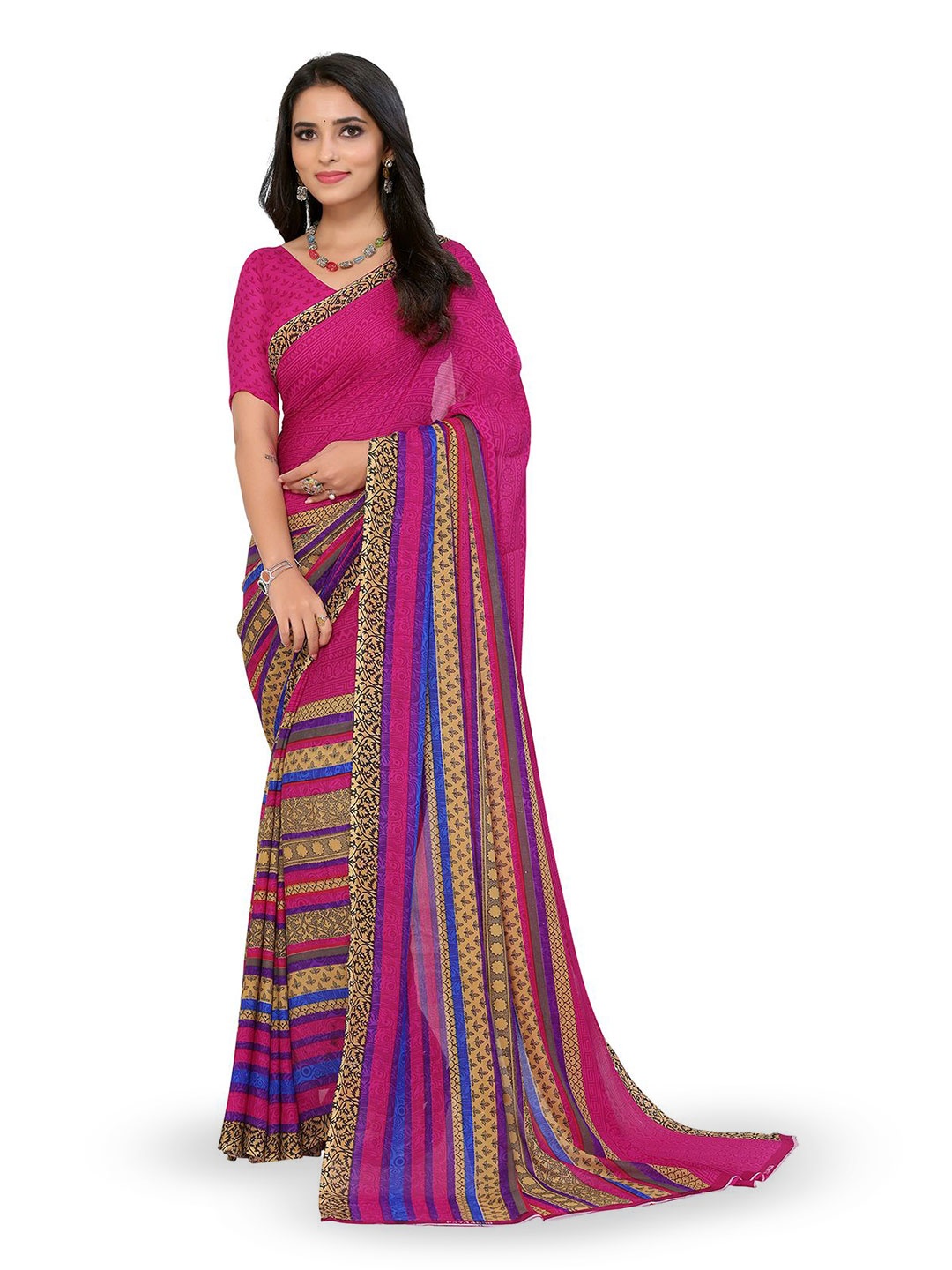 

Moda Rapido Women Ethnic Motifs Printed Saree, Pink