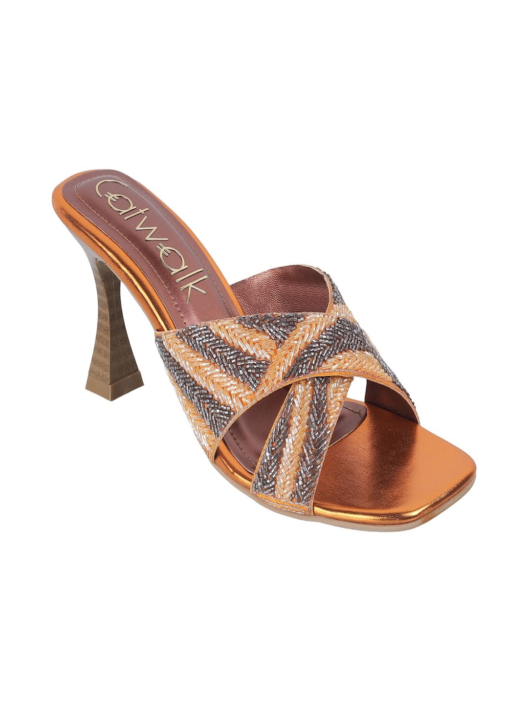 

Catwalk Colourblocked Block Sandals, Orange