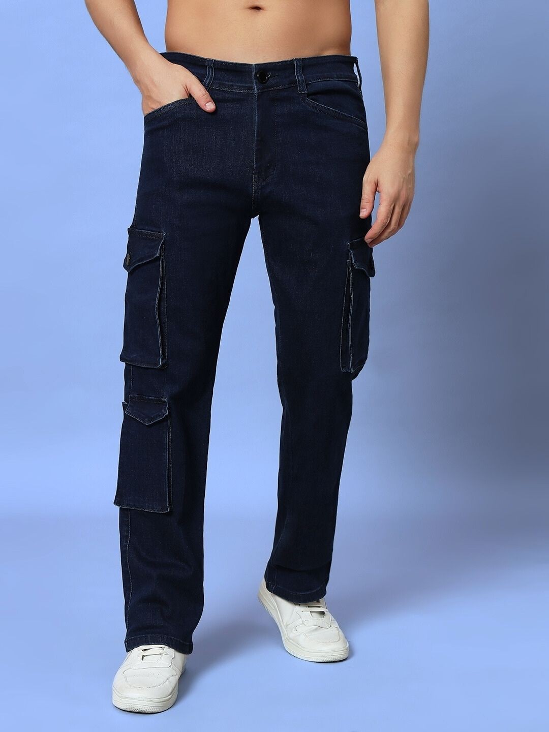 

WEARDUDS Men Original Slash Knee Jeans, Navy blue