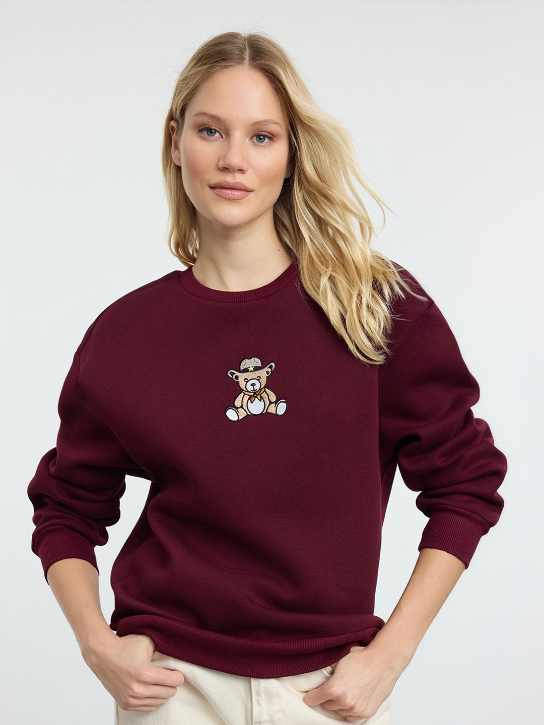 

Trendyol Women Printed Sweatshirt, Maroon