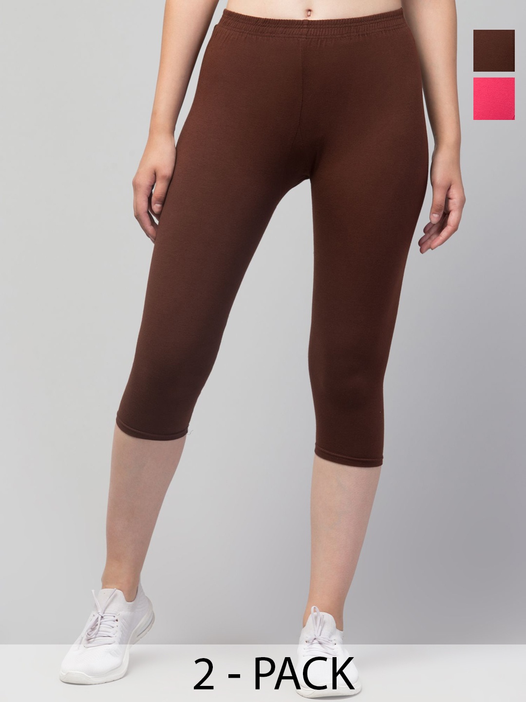

CKARFE Pack of 2 Women Cotton Skinny Fit Machine Wash, Brown