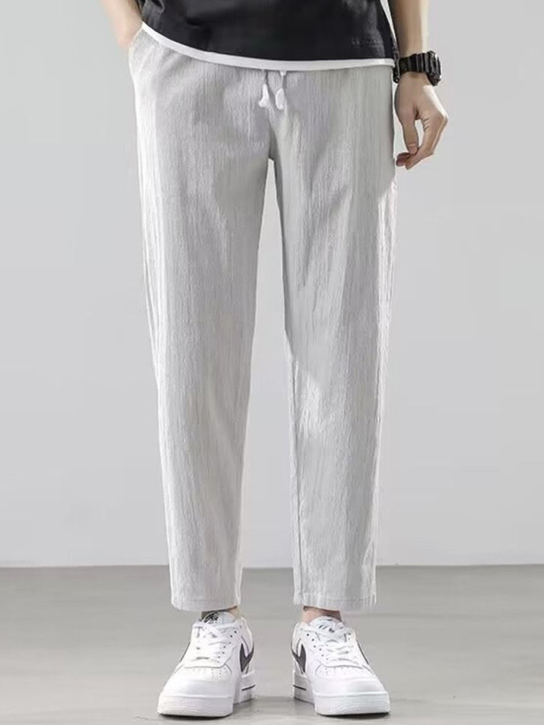 

StyleCast Men Mid-Rise Straight Fit Trousers, Grey
