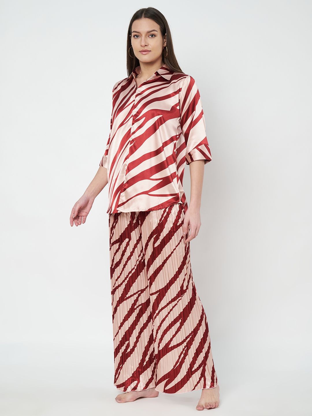 

KOI SLEEPWEAR Women Printed Night suit, Red