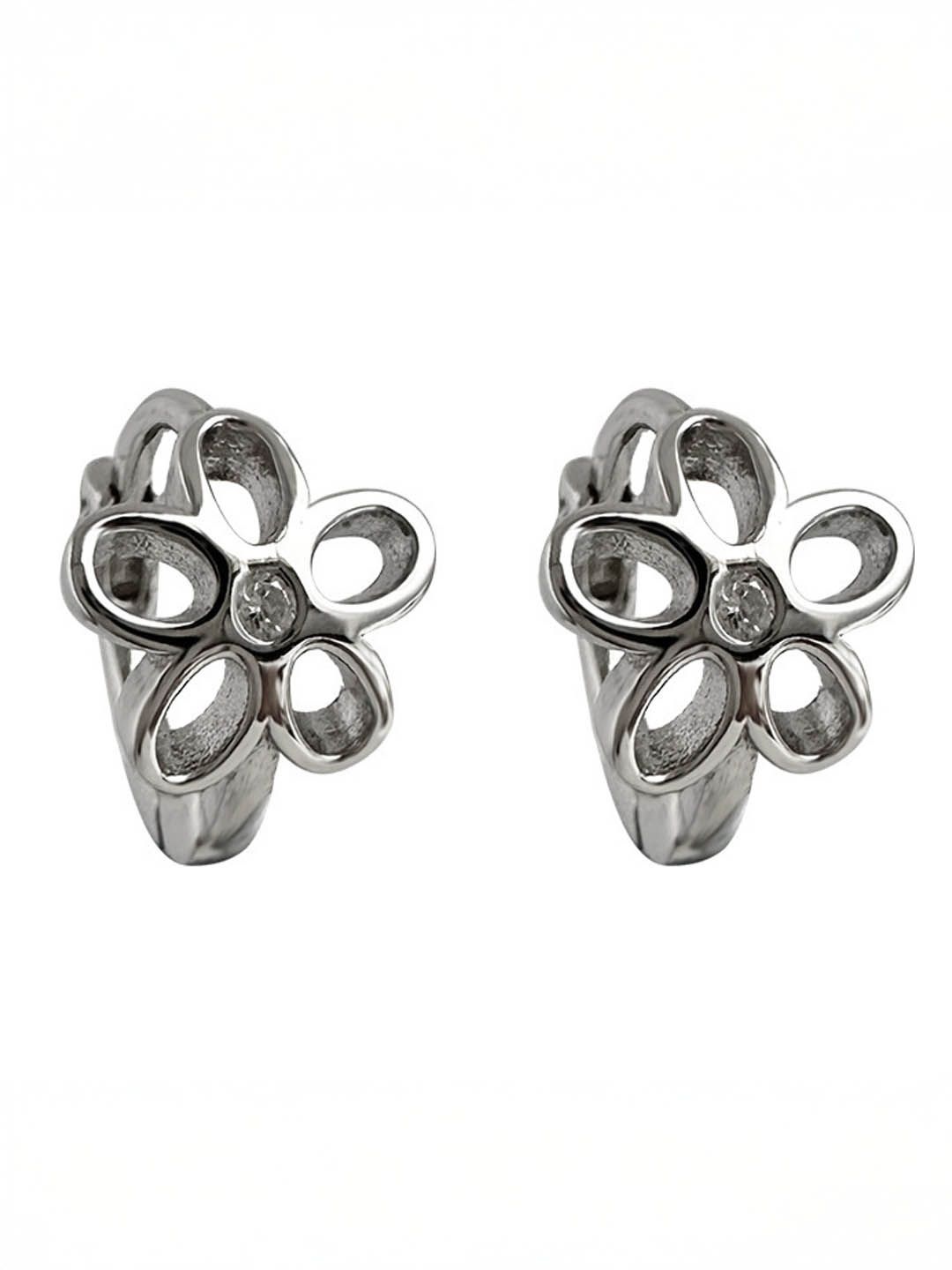 

StyleCast Elegant Silver-Toned Artificial Stones Studded Floral Shaped Studs