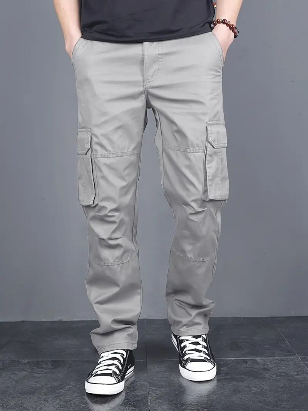 

STI Men Classic Loose Fit Cargos Trousers, Grey