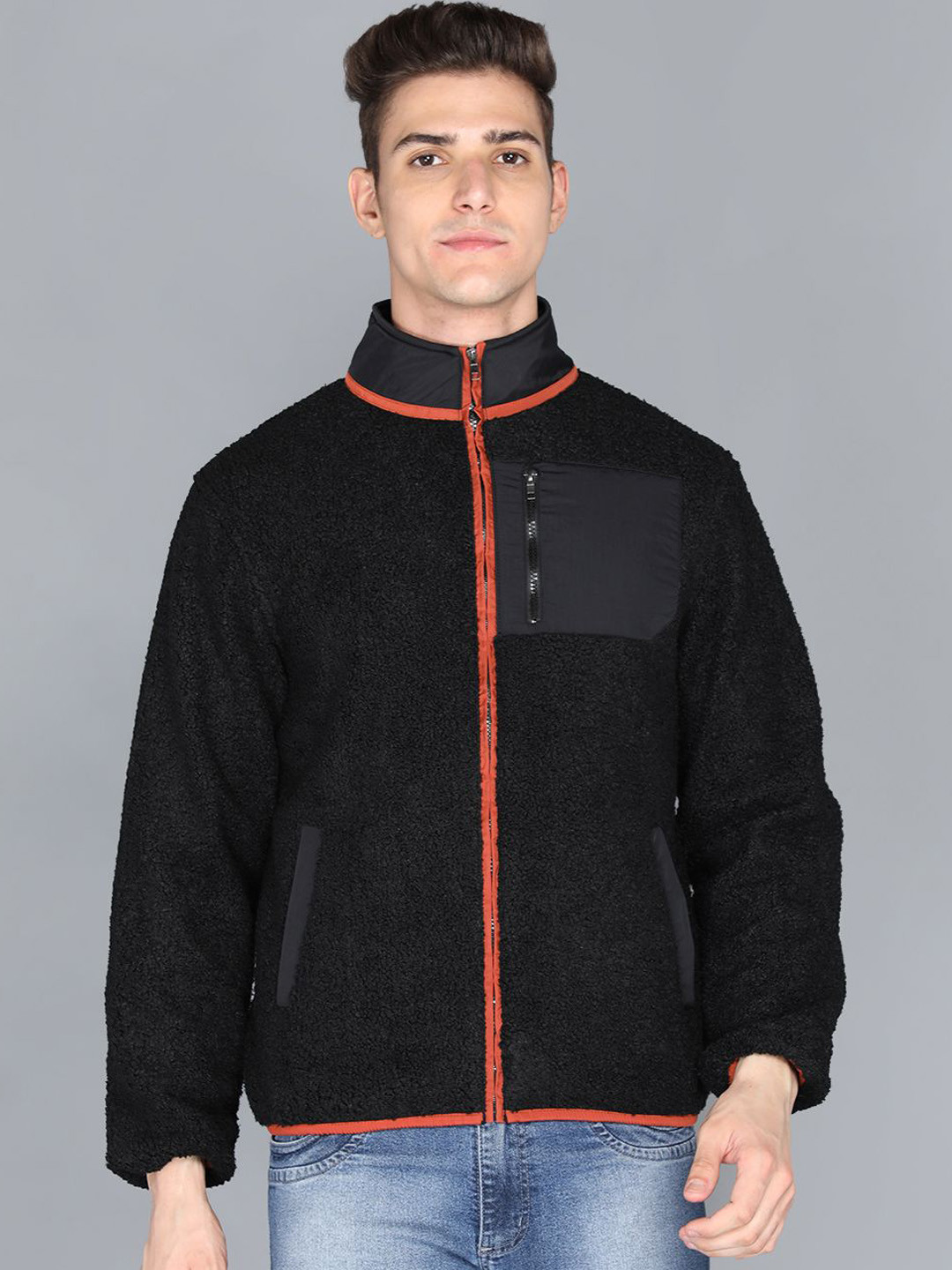 

The Roadster Lifestyle Co. Men Mock Collar Solid Casual Lightweight Parka Jacket, Black
