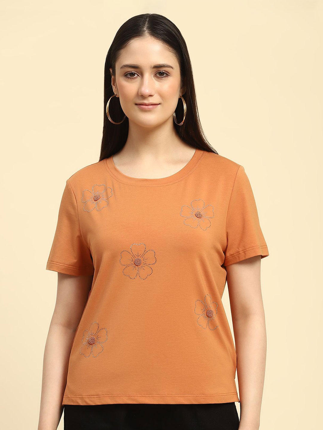 

Global Republic Embellished Embroidered Top, Orange