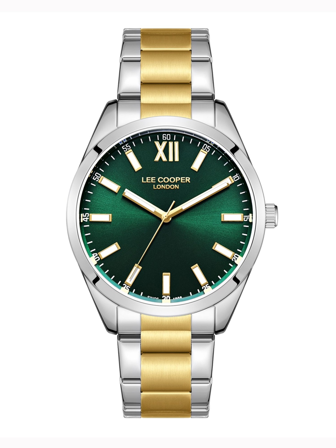 

Lee Cooper Men Brass Dial & Stainless Steel Bracelet Style Straps Analogue Watch LC08015.270, Green