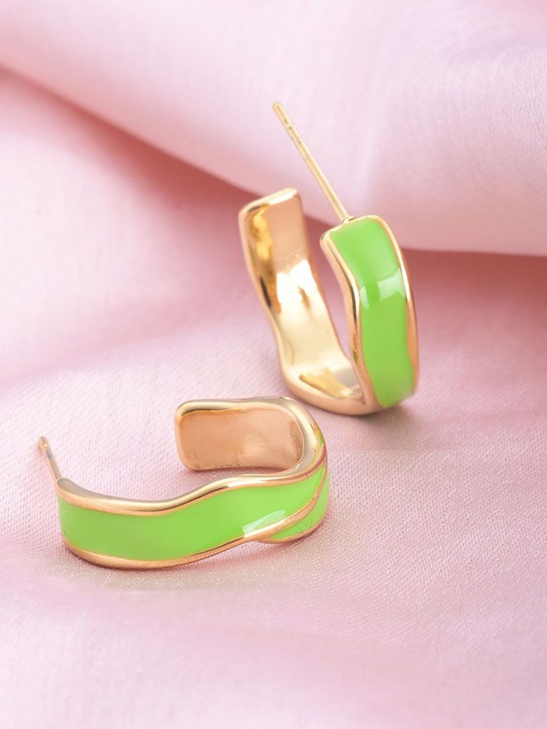 

PALMONAS18KT Gold Plated Stainless Steel Contemporary Half Hoop Earrings