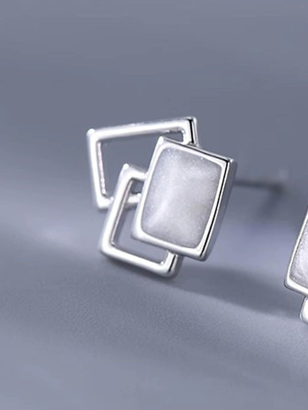 

StyleCast Artificial Stone Studded Geometric Studs, Silver