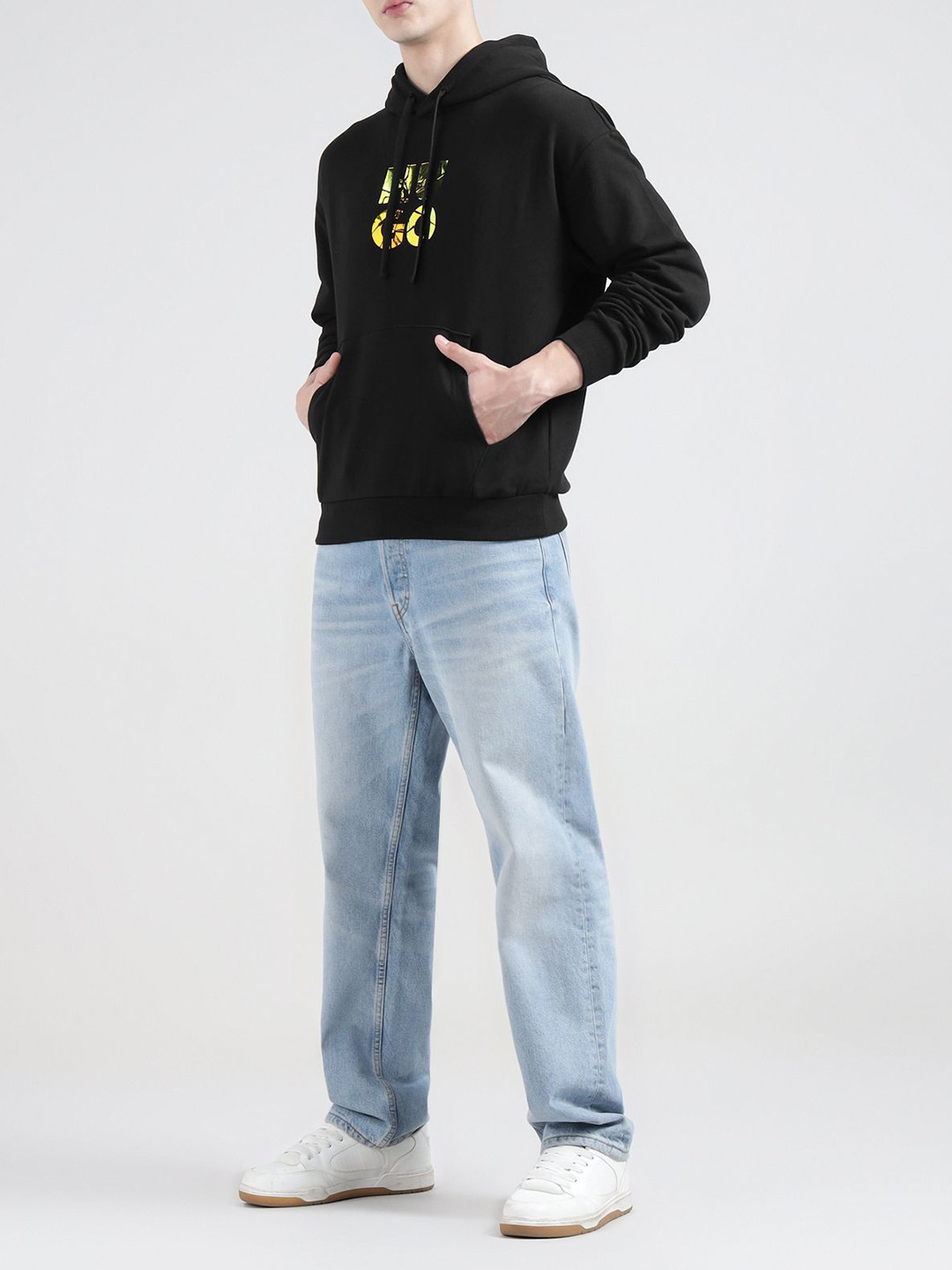 

HUGO Men Printed Hooded Sweatshirt, Black