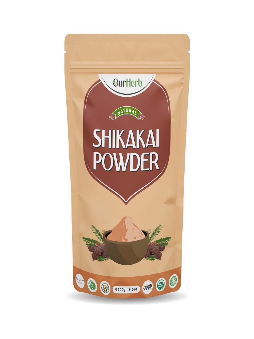 

OurHerb Shikakai Powder For Hair Care (Acacia concinna) - 100 g, Brown