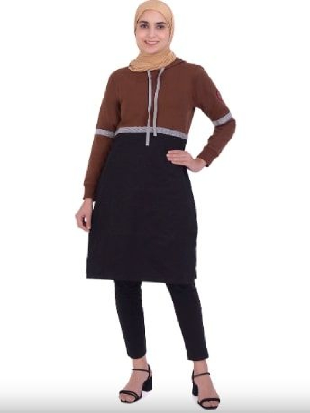 

IDH London Brown Colour Block Hoody Top