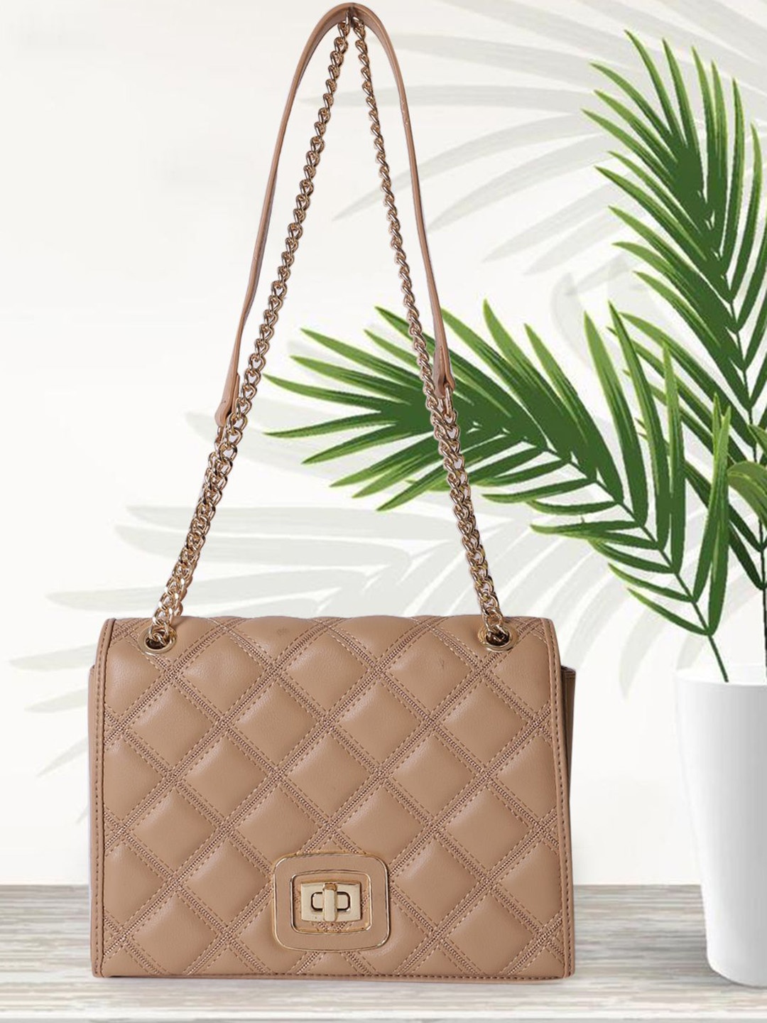 

MAGNOLIA PU Sling Bag with Quilted, Khaki