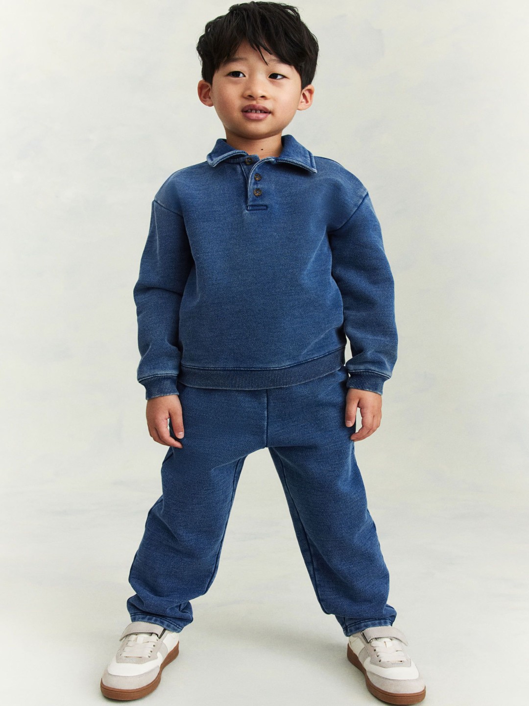 

H&M Denim-Look Cotton Joggers, Blue