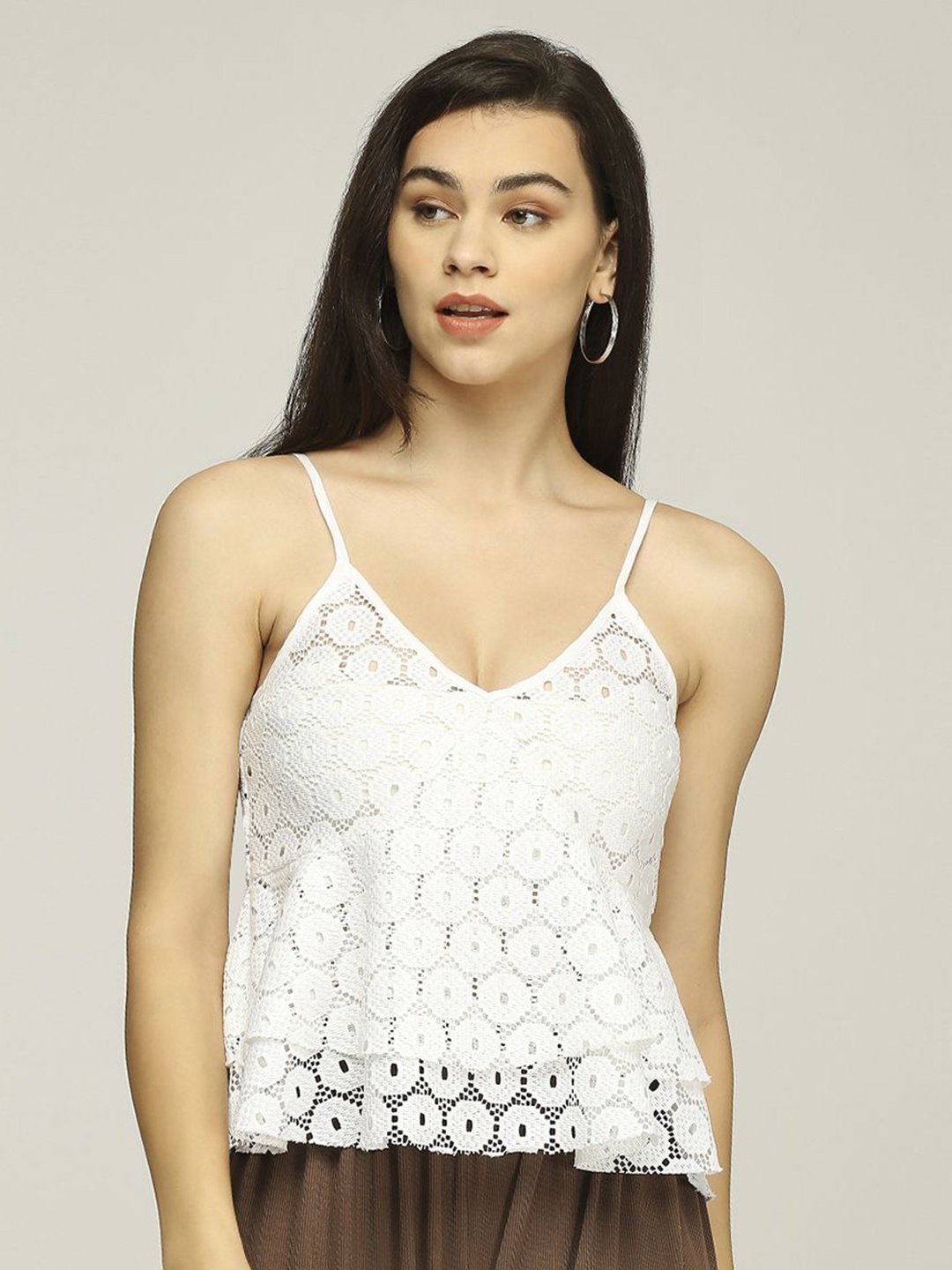 

Iti Lace Shoulder Straps Top, White