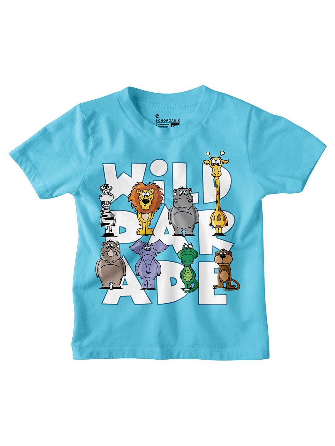 

BonOrganik Boys Graphic Printed Round Neck Cotton T-shirt, Blue