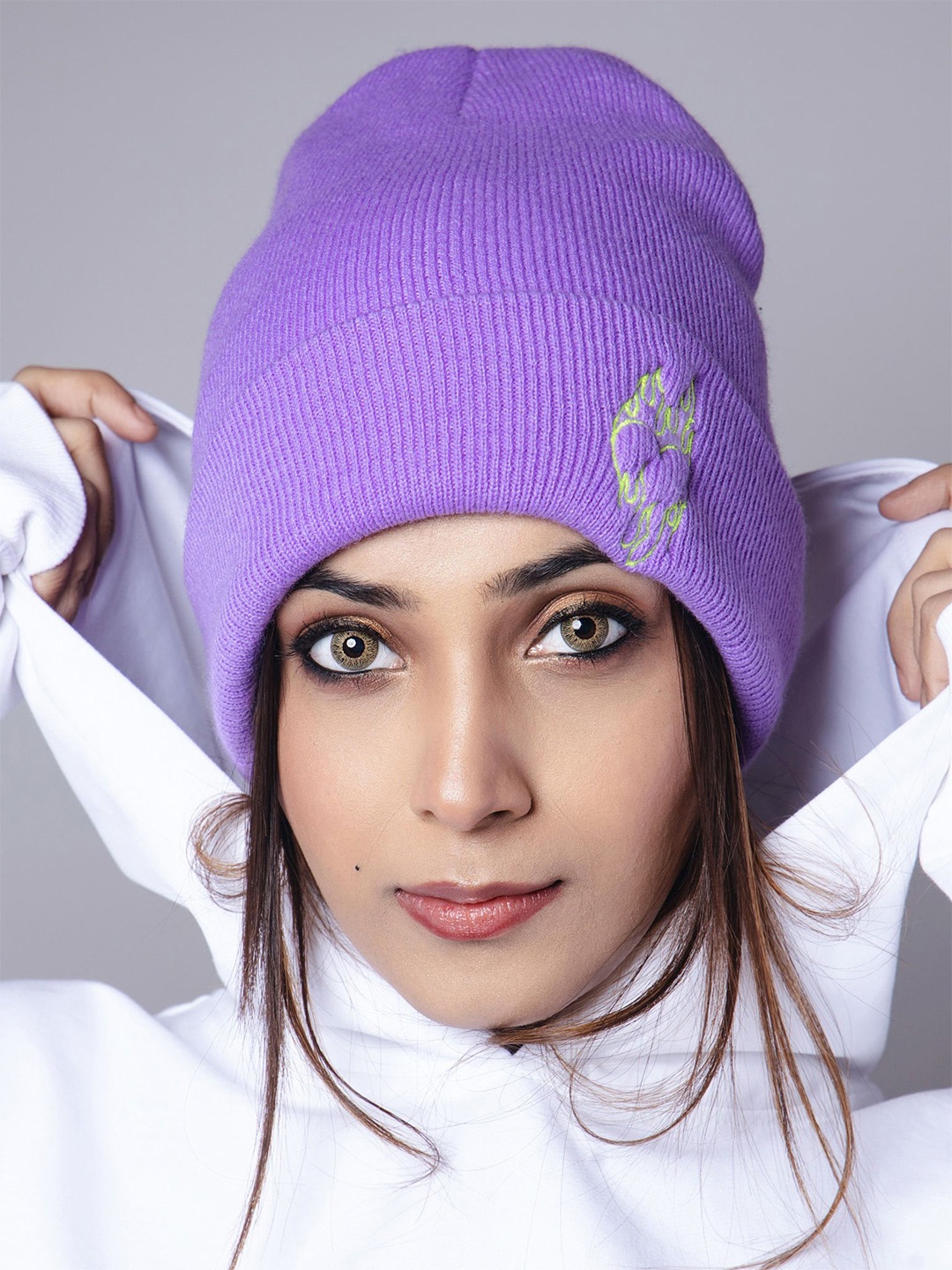 

HOP HEAD Men Woollen Beanie, Purple