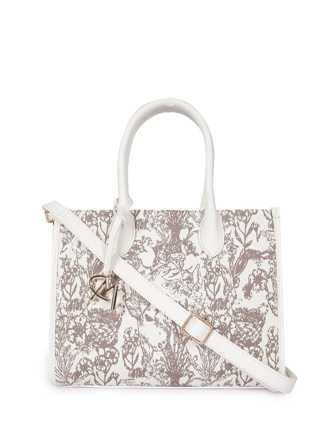 

MAGNOLIA Printed PU Structured Handheld Bag, White