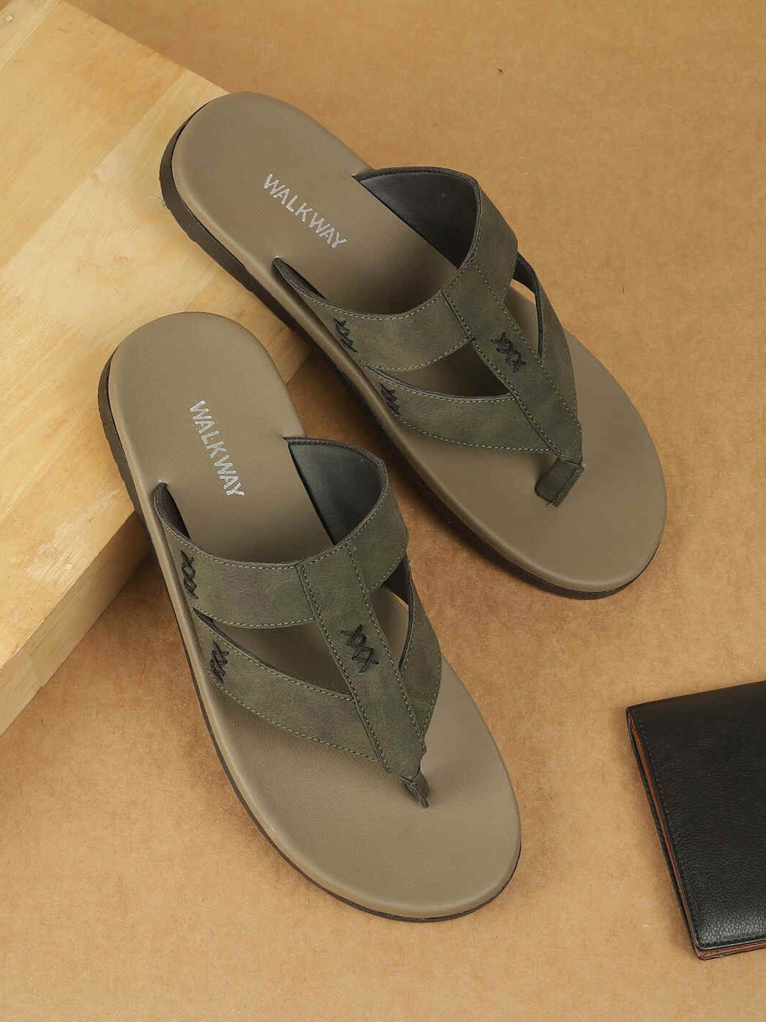 

WALKWAY by Metro Men Thong Flip-Flops, Olive