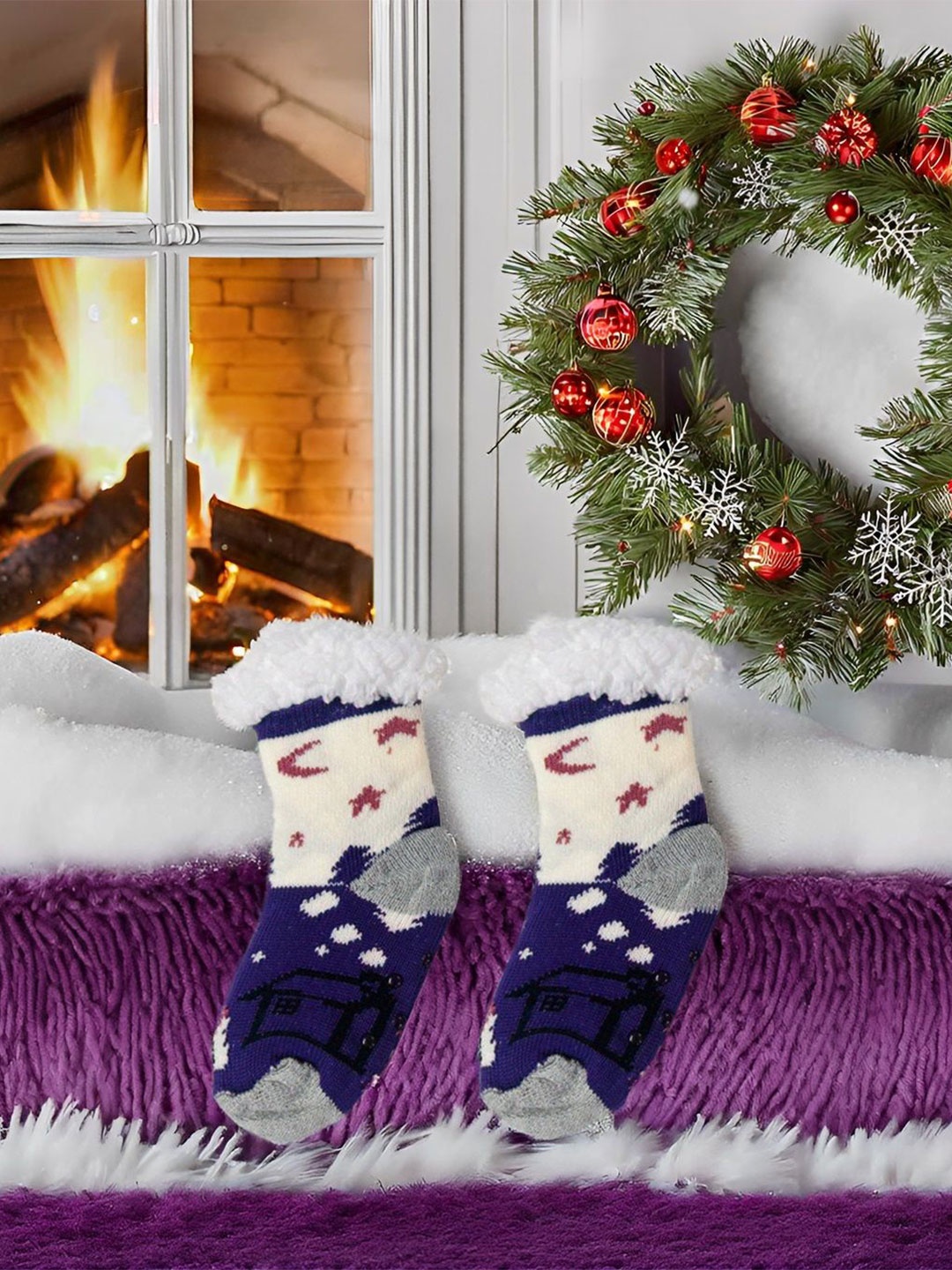 

Butterthief Kids Patterned Calf Length Socks, Navy blue