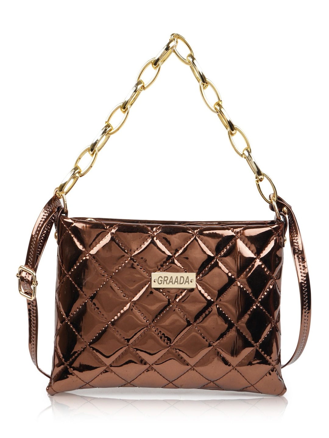 

GRAADA Women Solid Structured Leather Handheld Bag, Brown