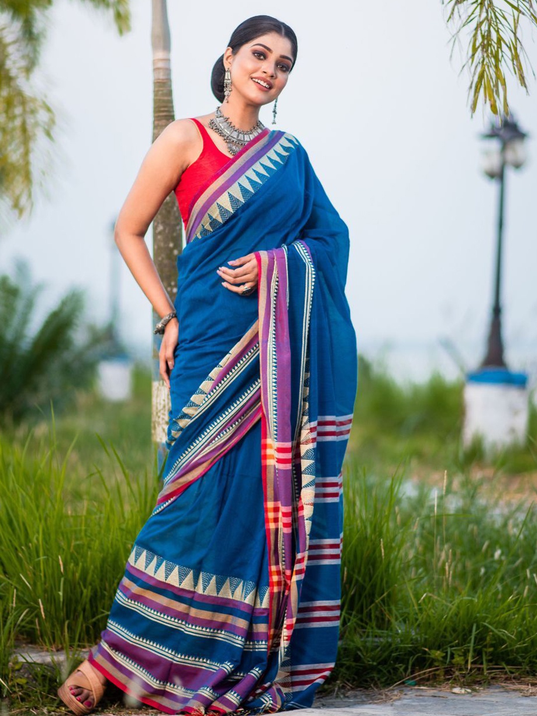 

8POURE Jamdani Saree, Blue