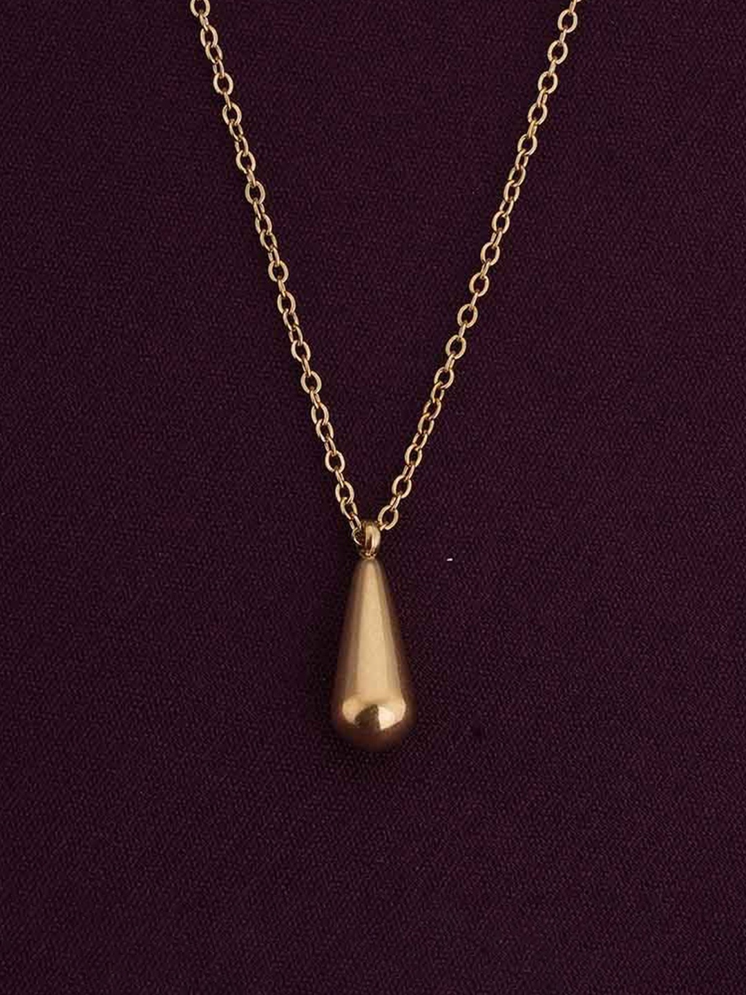 

PALMONAS 18KT Gold-Plated Thin Drop Shaped Pendant With Chain
