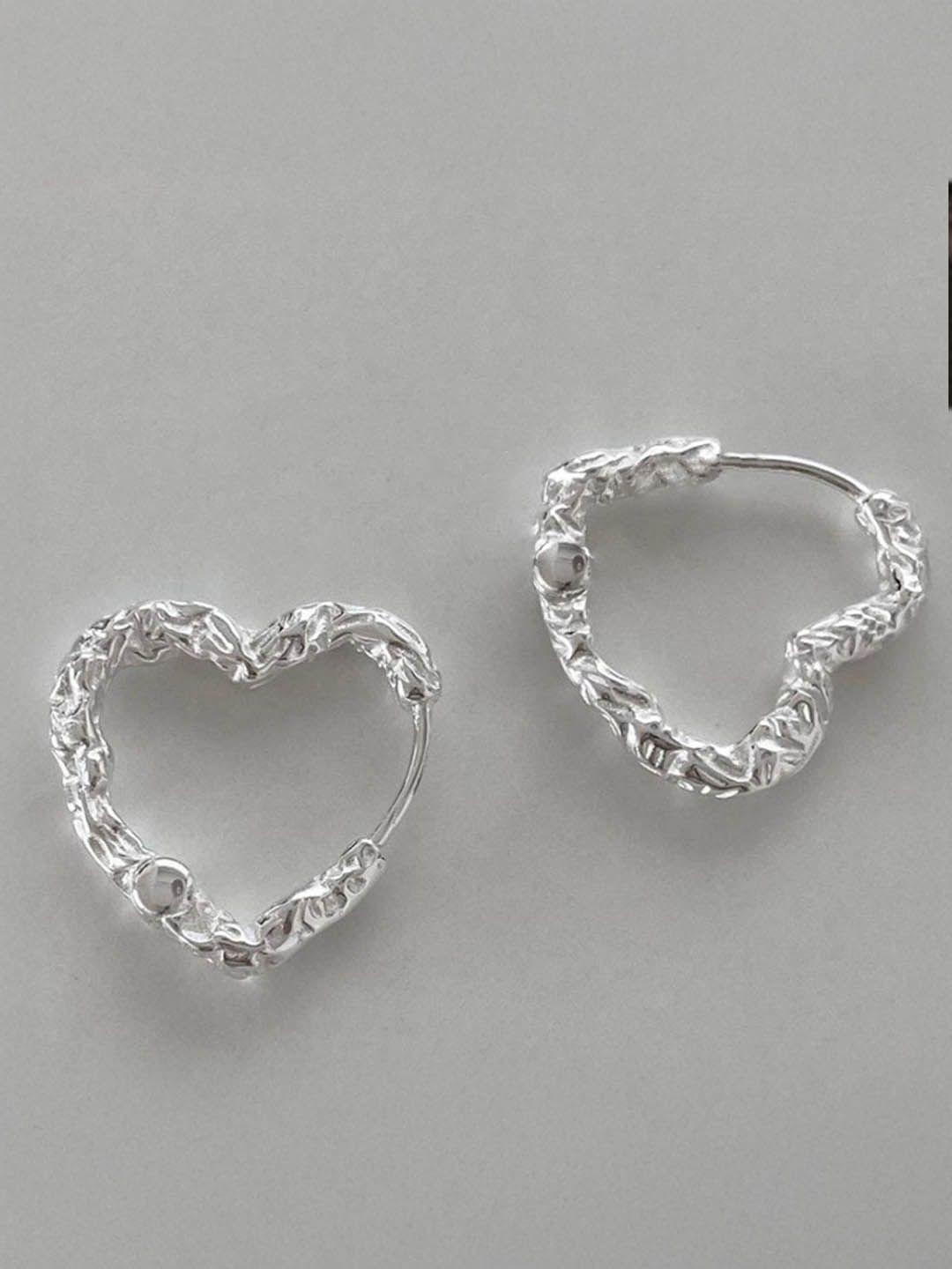 

StyleCast Heart Shaped Hoop Earrings, Silver