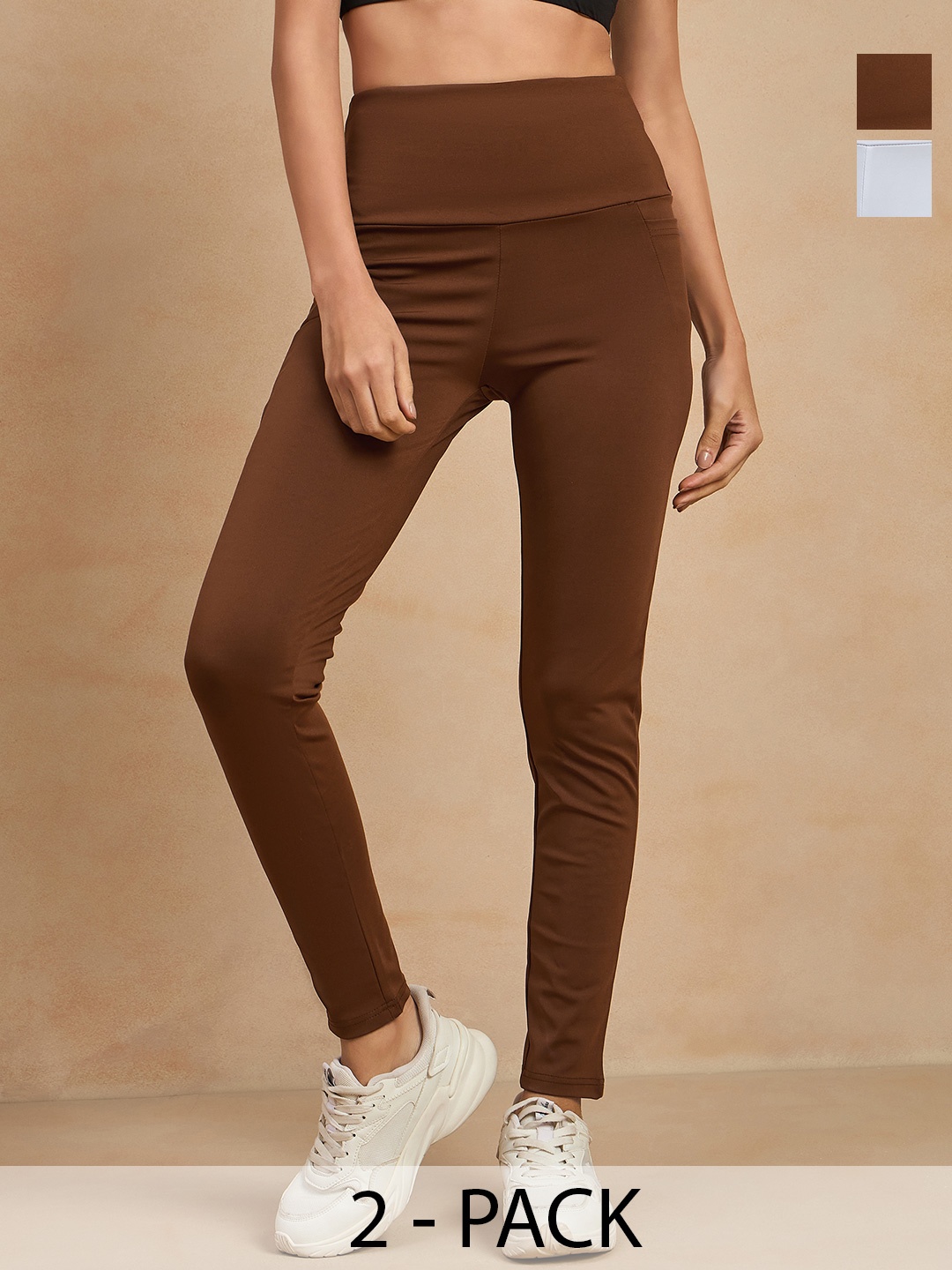

COLOR CAPITAL Women Pack of 3 Skin Fit Antimicrobial Tights, Brown