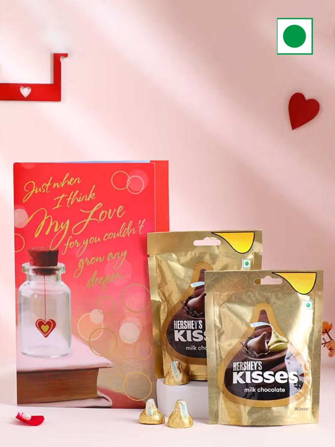 

Floweraura Set Of 3 Love Greeting Card & Chocolates 500g, Red