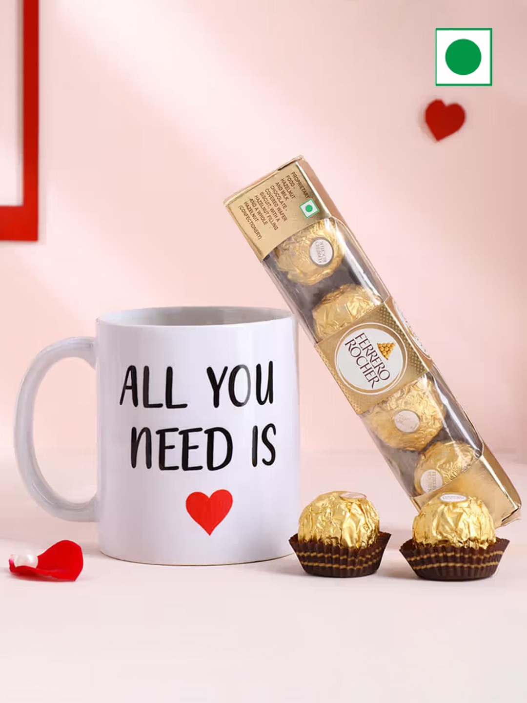 

Floweraura Pack of 4 Choco Rolls With Printed Coffee Mug 500g, White