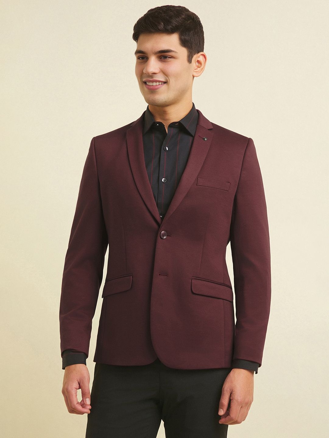 

Allen Solly Men Single-Bresated Formal Blazers, Maroon