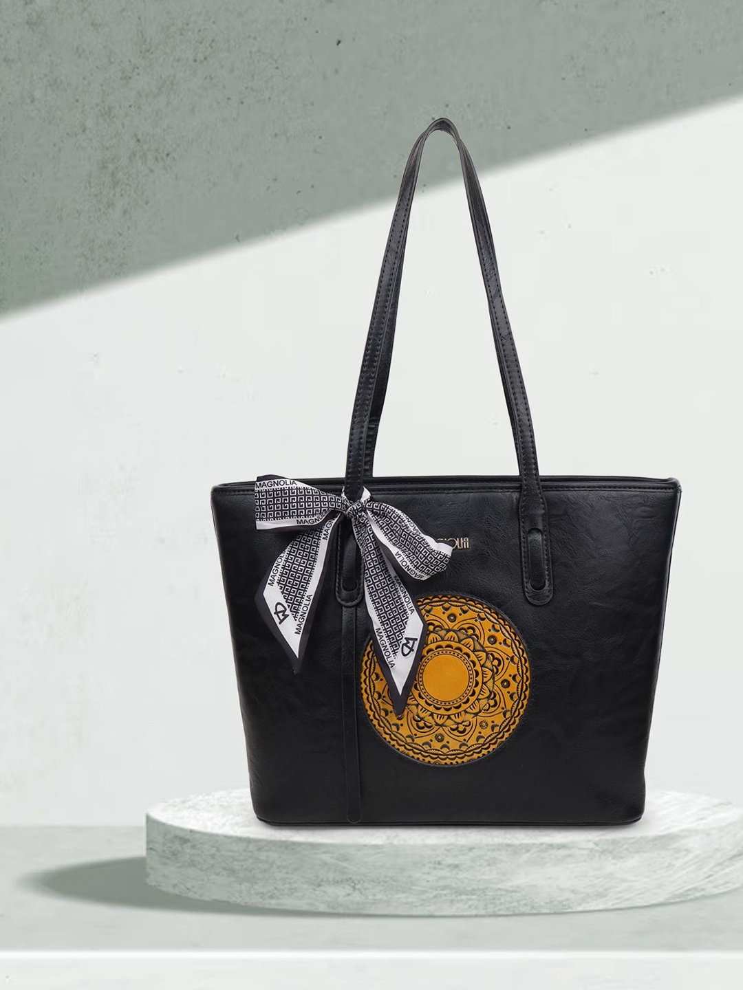 

MAGNOLIA Embellished PU Shopper Tote Bag, Black