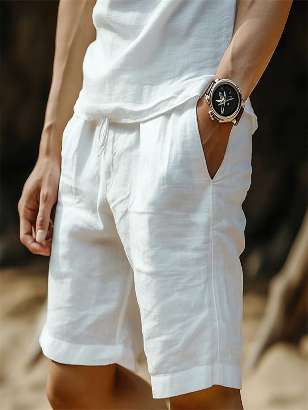 

StyleCast x Revolte Men Regular Fit Mid-Rise Shorts, White