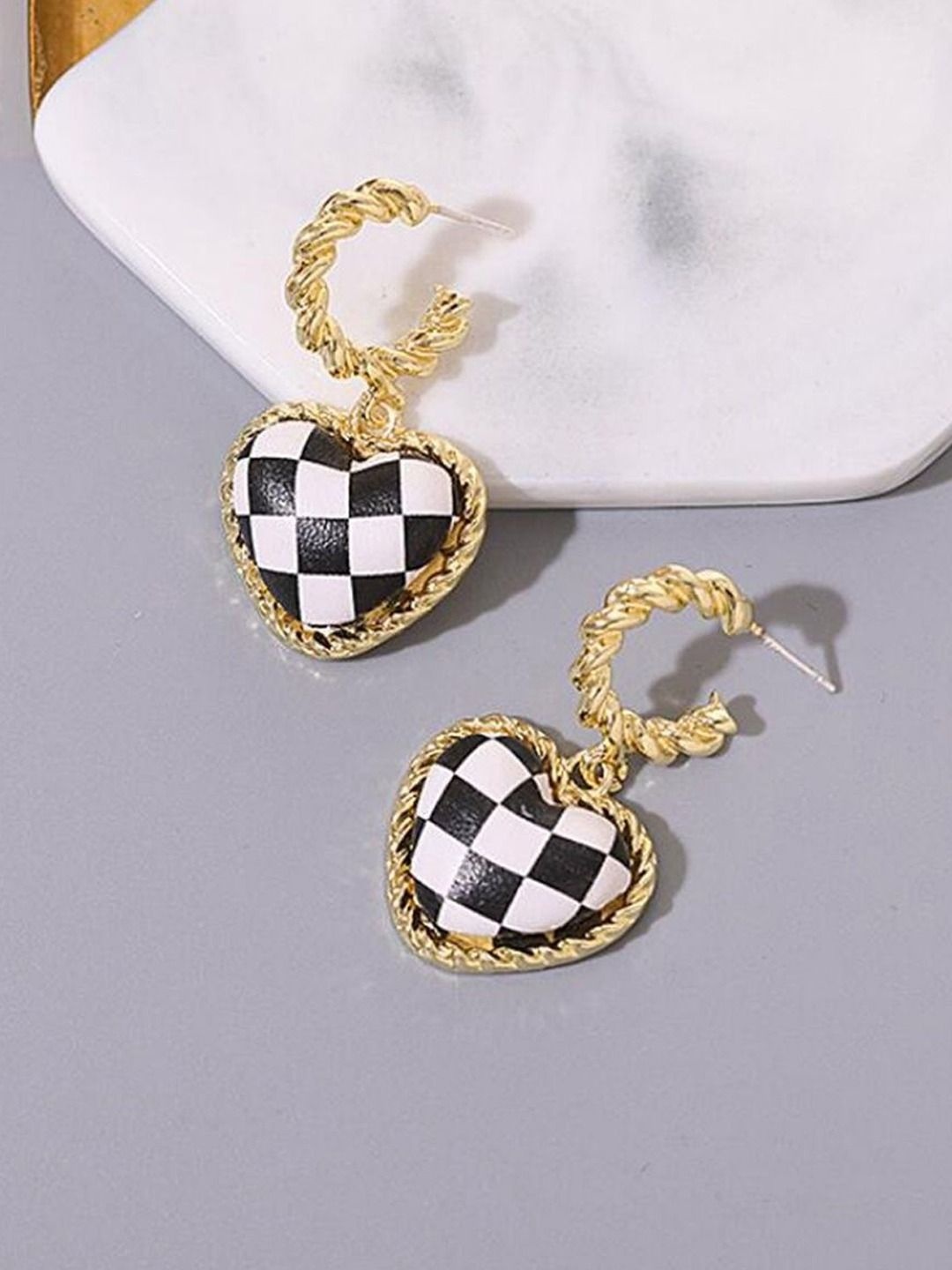 

BEYTER Stainless Steel Contemporary Shaped Drop Earrings, Gold