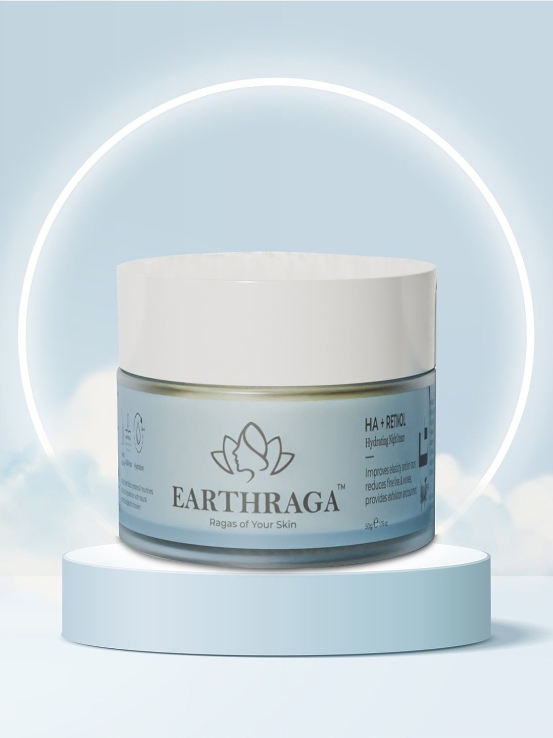 

Earthraga HA + Retinol Night Cream With Niacinamide & Aquaxyl - 50 g, Blue