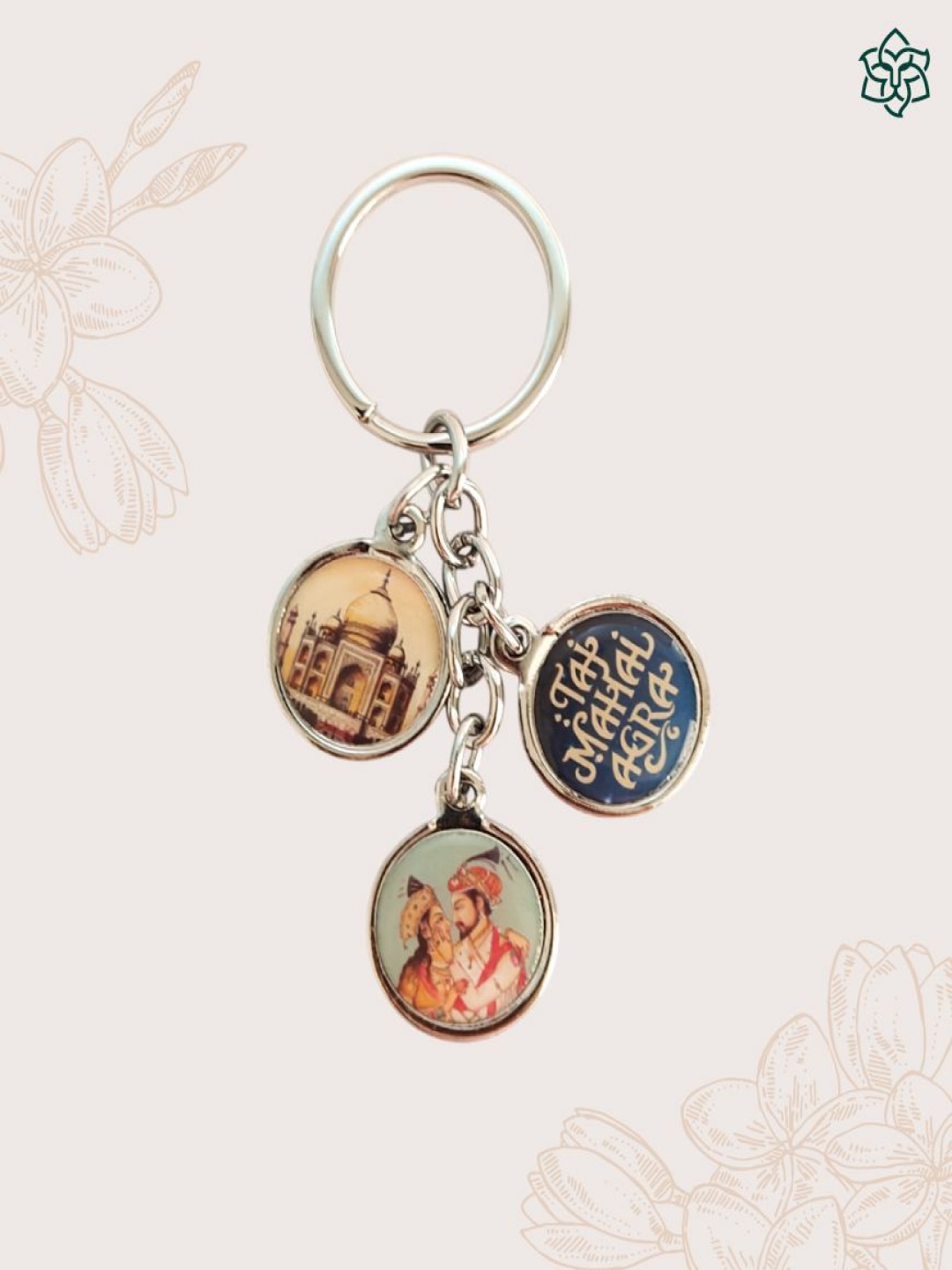 

MAATIR DESIGNS Printed Taj Mahal Round Trio Keychain, Blue