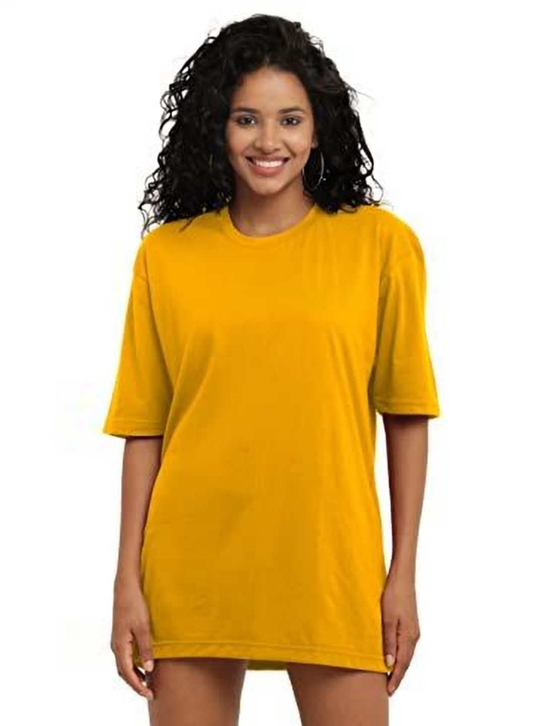 

NOTWILD Women Solid Round Neck Cotton Oversized T-shirt, Yellow