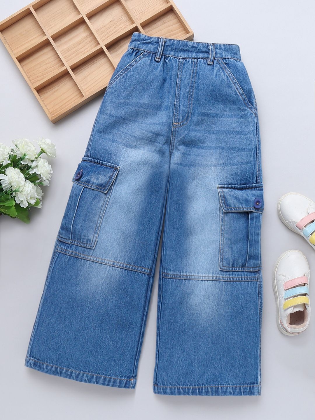 

Naughty Ninos Boys Comfort Flared Low Distress Light Fade Jeans, Blue