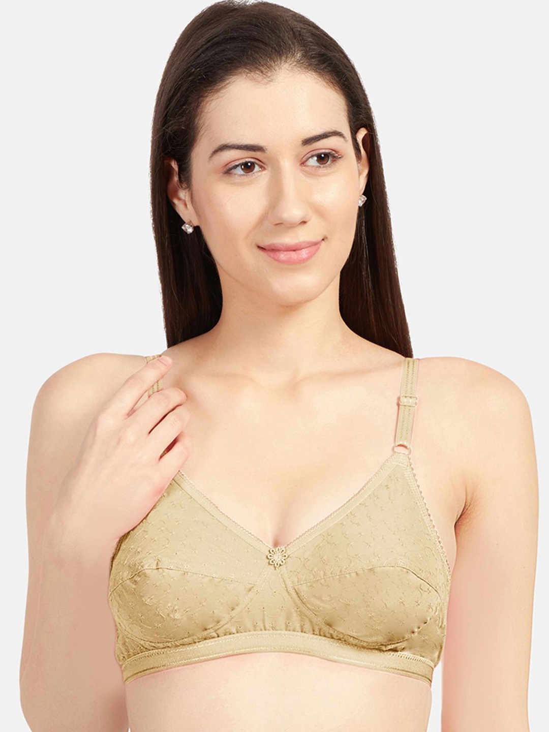 

Sonari Women Floral Medium Coverage Non-Wired and Non Padded Everyday Bra, Nude