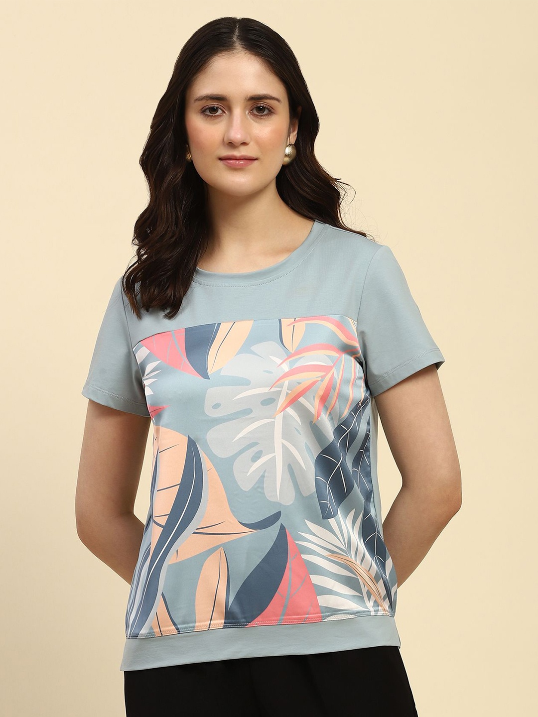 

Global Republic Women Print Cotton Top, Blue