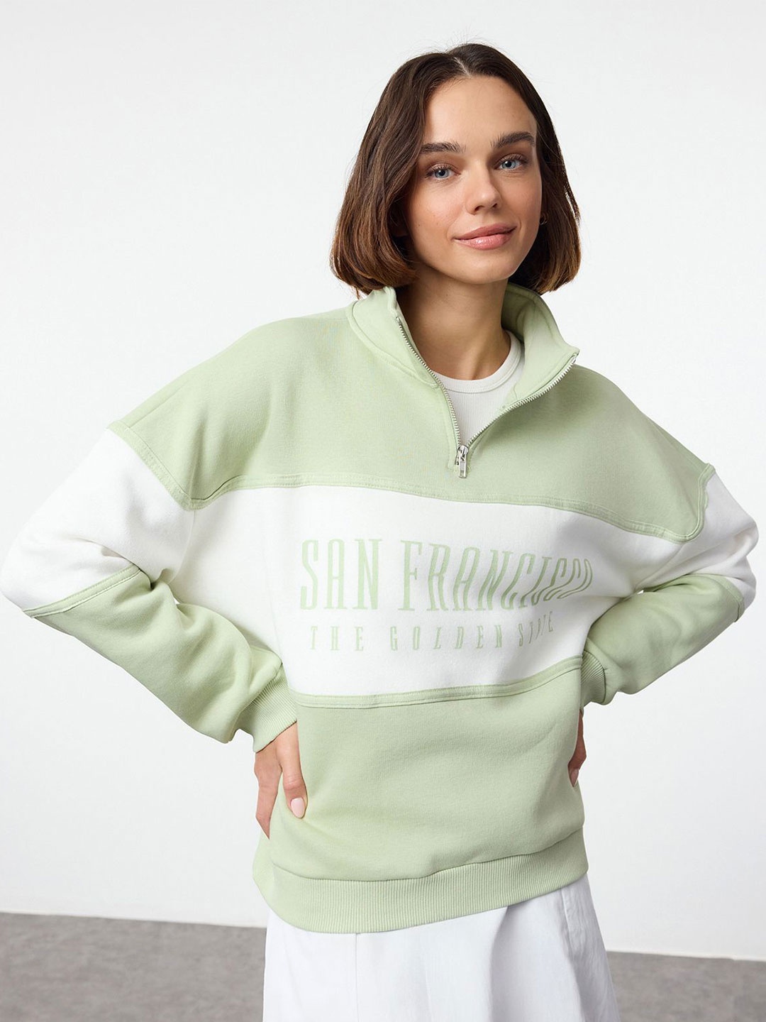 

Trendyol Women Printed Pullover Sweatshirt, Green
