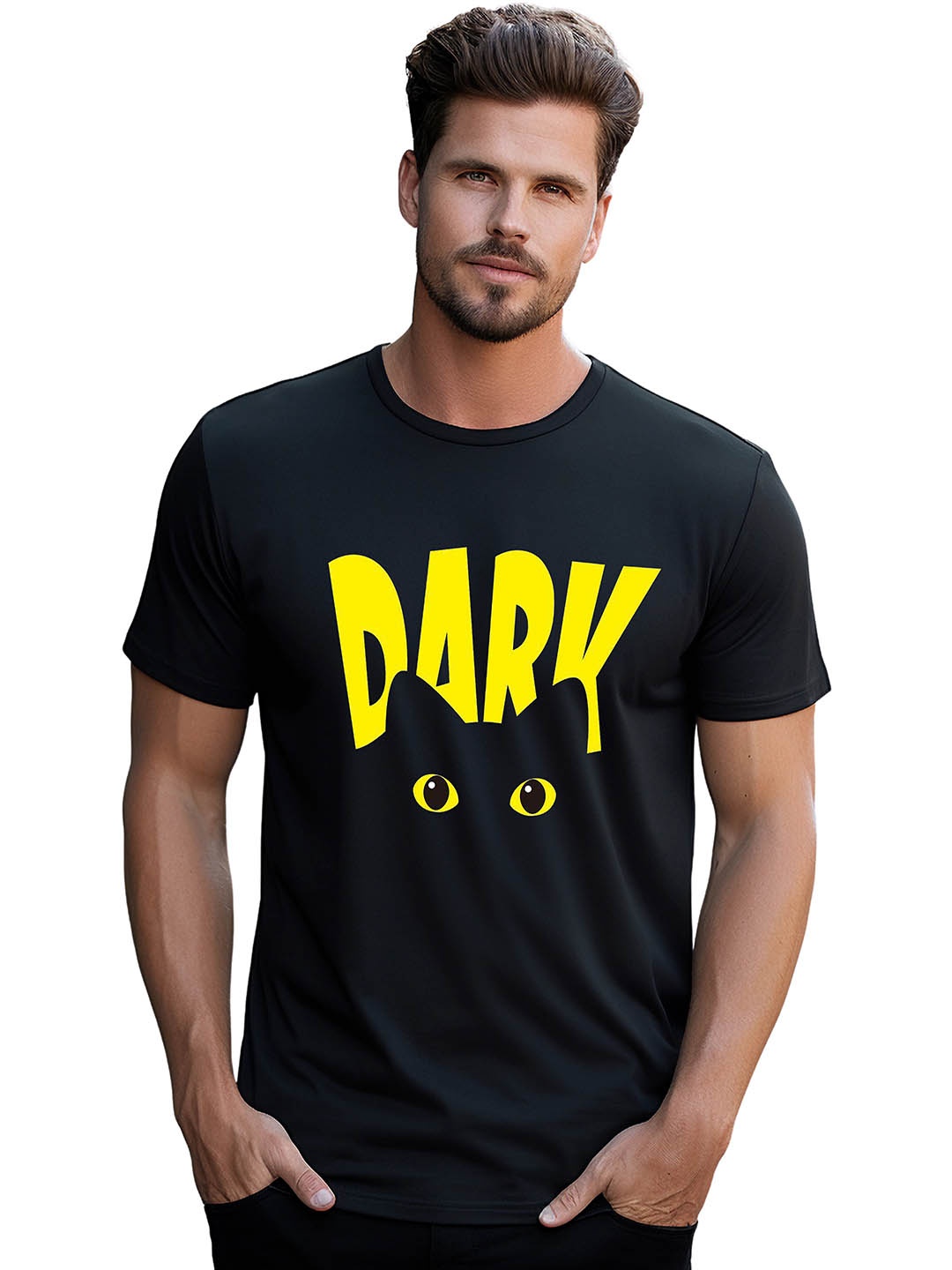 

BOWLIFESTYLE Men Graphic Printed Round Neck Pure Cotton T-shirt, Black