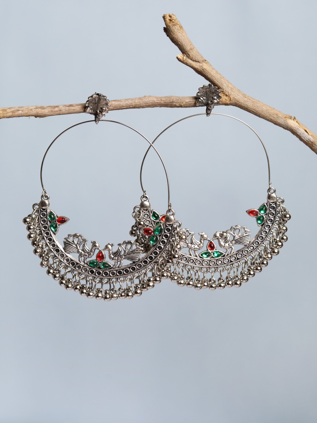 

Saagah German Silver Articial Stones Studded And Beaded Contemporary Chandbalis