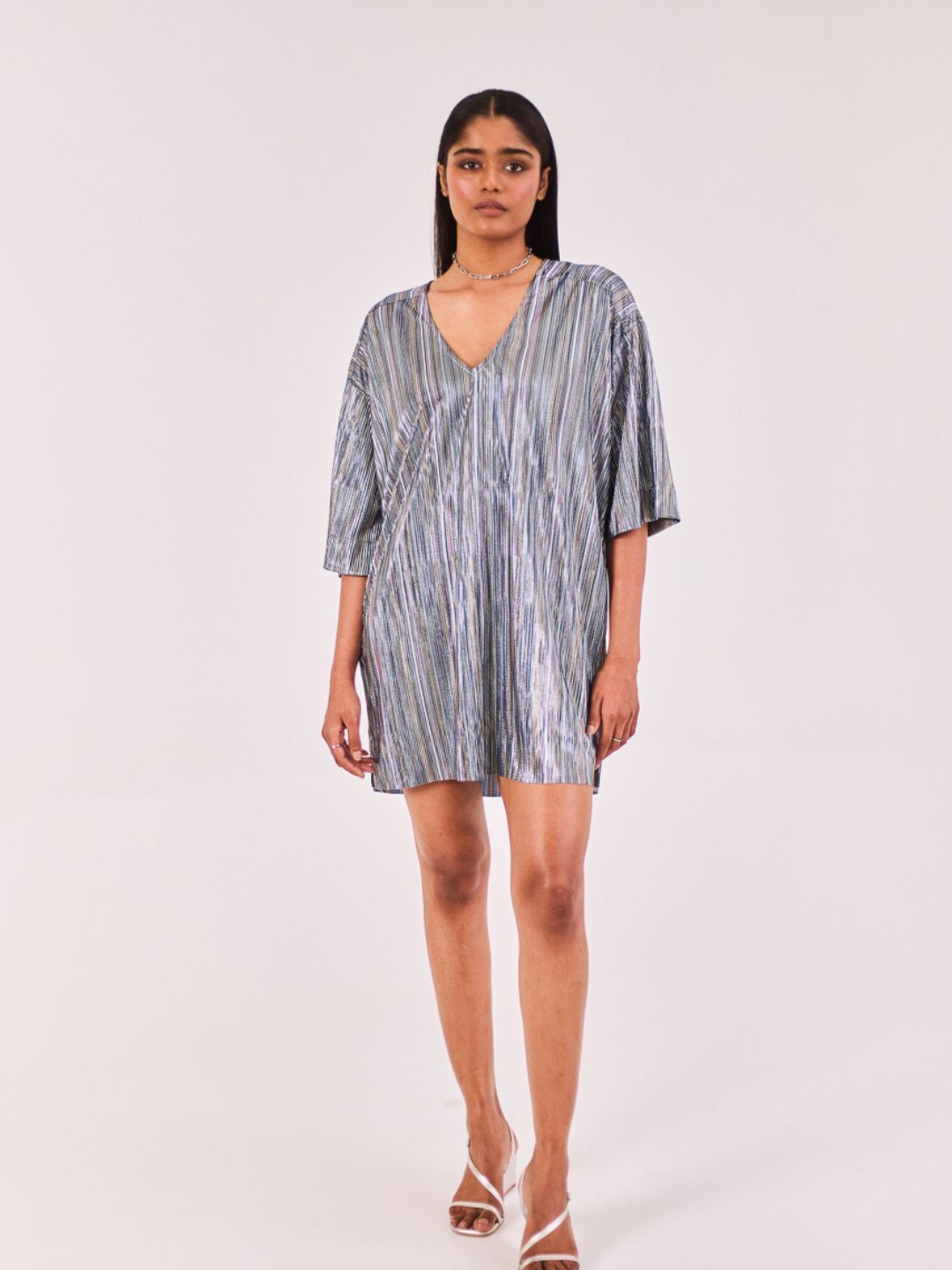 

Urban Suburban Women Fit & Flare Mini Dress, Silver