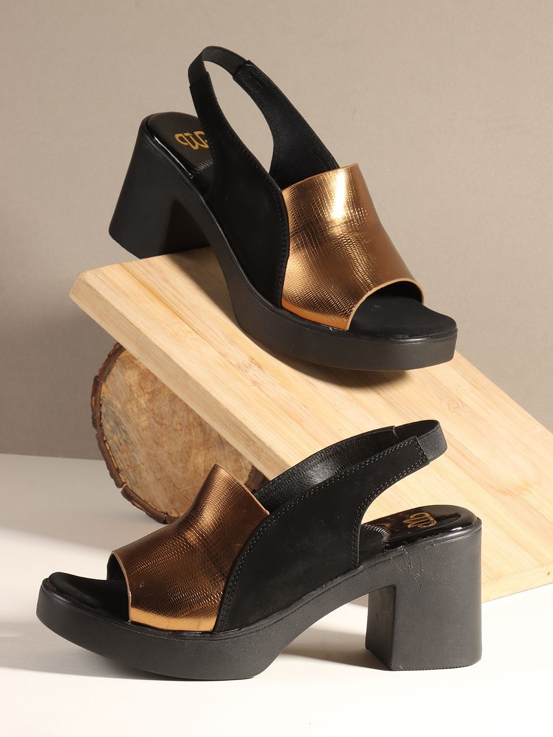 

THE WHITE POLE Women Block Heel Sandals, Copper