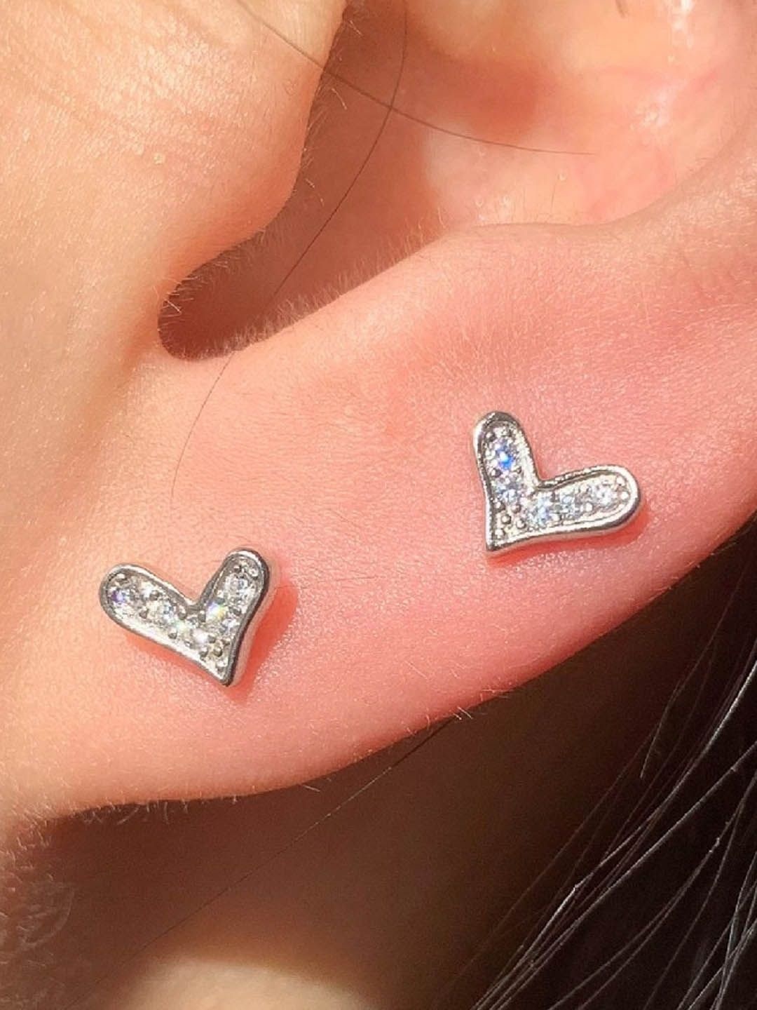 

StyleCast Artificial Stones Studded Heart Shaped Studs, Silver